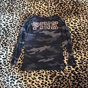 Navy Blue Camo long sleeve PINK shirt